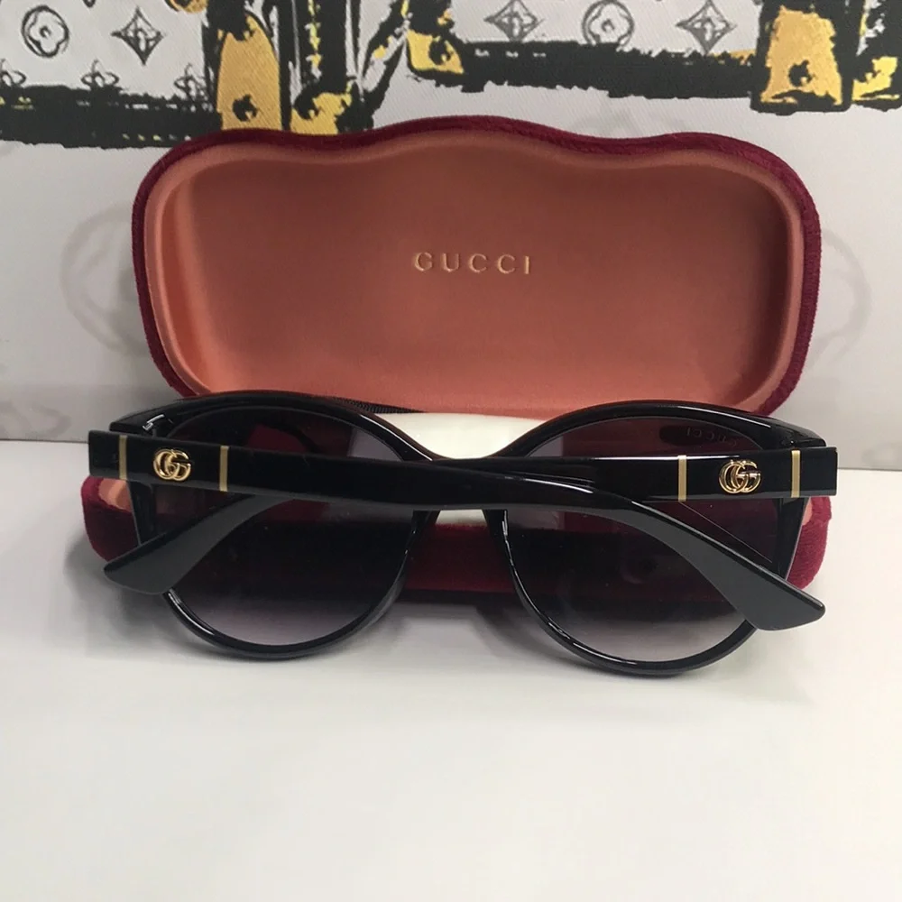 New Authentic Gucci Black Cat-Eye Sunglasses GG0631s 001
